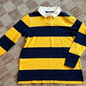 Lands' End Rugby Polo with Yellow and Navy Stripes